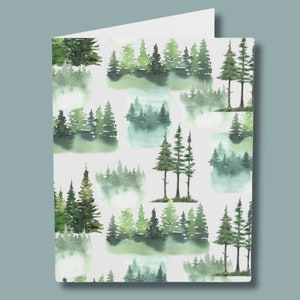 Carte d'anniversaire pour mari, petit ami, femme, petite amie | Jeu de cartes Verdure à feuilles persistantes| Aquarelle forêt boisée | Carte Arbre| Carte Amoureux de la nature