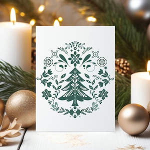Norwegian Folk Art Card| Scandinavian Christmas Card| Swedish Folk Art |Norwegian Christmas Card Set| Nordic Greeting Card| Birthday Card