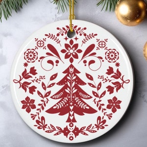 Scandinavian Christmas Ornament| Swedish Norwegian Folk Art| Nordic Decor| Norwegian Christmas| Scandinavian Christmas| Holiday Ornament