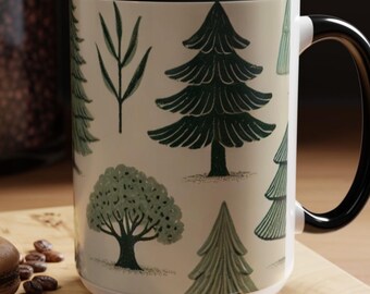 Mug for Tree Lover, Rustic Woodland Tree Design, Evergreen Forest Coffee Mug, Arborist Gift, Mug for Camping, the Office, Tea, Nature Lover