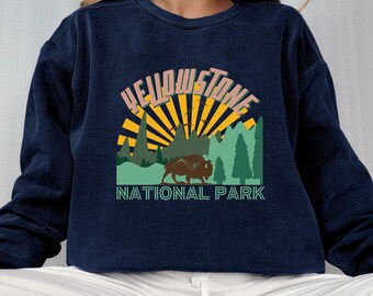 Yellowstone National Park Sweatshirt, Bison Crewneck, Outdoor Adventure Shirt, Hiking Pullover, National Park Gift, Yellowstone Vacation