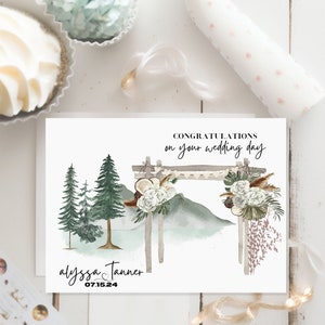 Carte De Mariage Extérieure à Personnaliser | Le jour de votre mariage, carte| Mariage à la montagne| Carte de mariage personnalisée| Mariage aventure| Carte de mariage bohème