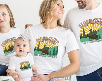 Yellowstone Family Trip Shirt, Personalized Yellowstone T Shirt, Matching Family Vacation Shirts, National Park Travel Tee Gift Custom Shirt