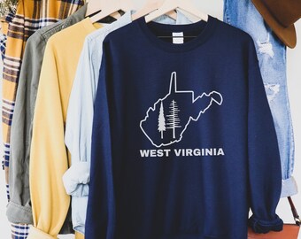 West Virginia Sweatshirt, Hiking Camping Crewneck, Appalachian Mountains Sweatshirt, Outdoor Adventure Sweater Gift, Nature Lover Sweatshirt