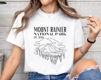 Shirt Mount Rainier National Park, wandel-T-shirt, retro T-shirt nationaal park, Pacific Northwest Adventure-shirt, outdoor wandelaar grafische top