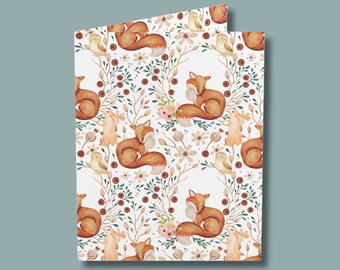 Woodland Animals Greeting Card, Valentine Birthday Baby Shower Card, Cute Forest Animal Note Card for Kids, New Baby Love Nature Theme Gift