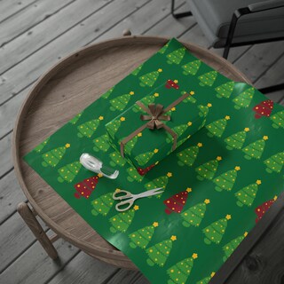 Carta Regalo Extra Large 16m X 60cm Con Alberi Verdi - 100% Riciclabile E Resistente