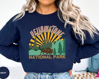 Yellowstone National Park Sweatshirt, Bison Crewneck, Outdoor Adventure Shirt, Hiking Pullover, National Park Gift, Yellowstone Vacation