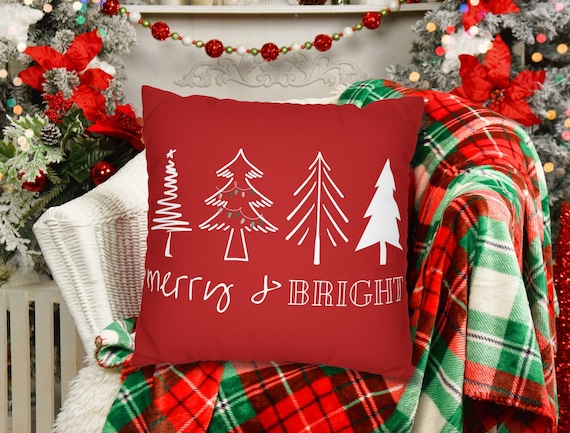 Christmas Pillow & Insert Merry Bright Sofa Pillow Red 