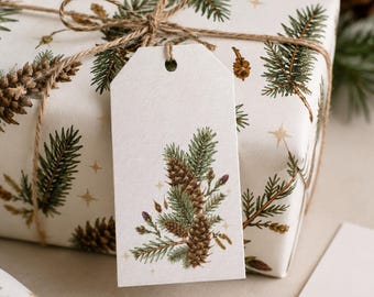 Evergreen Forest Gift Tags, Woodland Wedding Favor Tags, Thank You Tags, Nature Gift Tags, Christmas Holiday Tags, Douglas Fir Tree Gift Tag