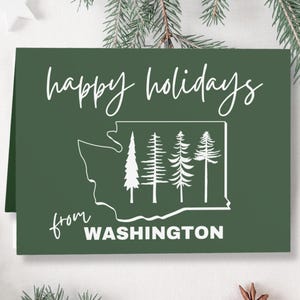 Cartão de Natal do estado de Washington | Cartão de Boas Festas de Washington | Cartão de Natal | Cartão de Natal de Washington | Conjunto de cartões Evergreen State