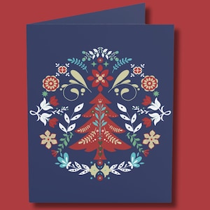 Biglietto di Natale scandinavo/Biglietto di arte popolare norvegese/Arte popolare svedese/Set di biglietti di Natale norvegesi/Biglietto di auguri nordico/Biglietto di compleanno