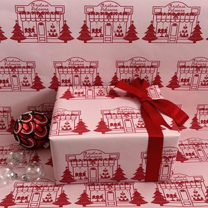 Christmas Wrapping Paper, Pink Christmas Vintage Paris Patisserie Design, Holiday Gift Wrap Roll for Presents, Festive Xmas Wrapping Paper image 7