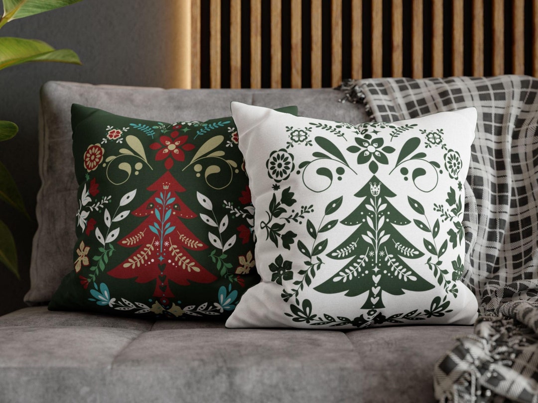 Curated visual reference: Fresh Look at Scandinavian Christmas Pillow Norwegian Folk Art Tree Decor