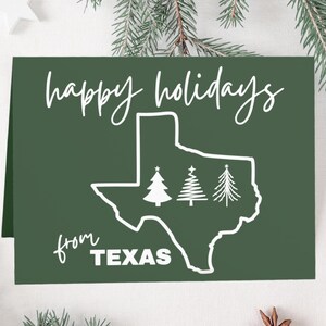 Carte de Noël du Texas | Carte Joyeuses Fêtes du Texas| Cadeau Texas | Carte de voeux de sapin de Noël| Pour Les Fêtes du Texas| Jeu de cartes État étoile solitaire
