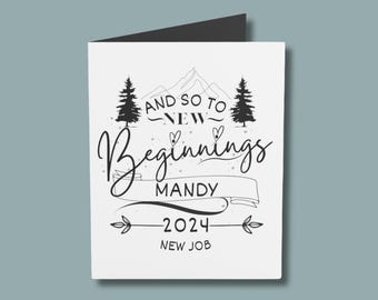 New Beginnings Card, Personalized Milestone Greeting Card, New Home New Job Graduation Card, Inspirational Life Event Gift Blank Inside Card
