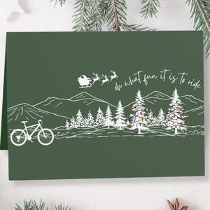 Carte de Noël de vélo de montagne | Carte de vélo Joyeuses Fêtes| VTT Noël| Carte cycliste| Carte d'aventure| Carte Vélo Vélo| Cadeau pour amateur de vélo