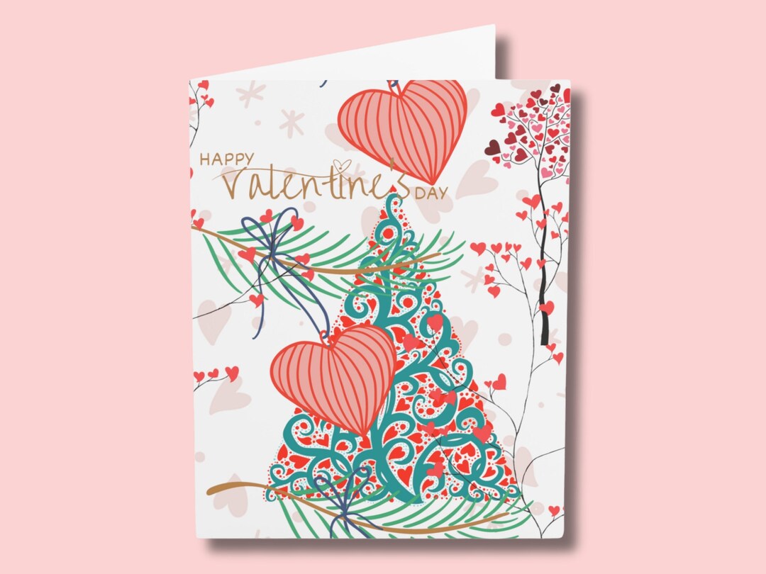Valentine's Day Card Flower Hearts Valentine's Card Set Platonic