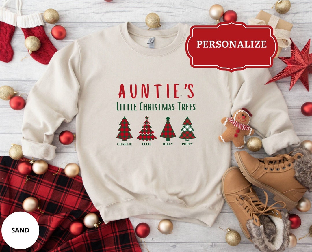 Auntie Christmas Sweatshirt Personalized custom Aunty Christmas Tree