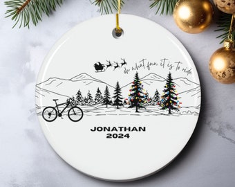 Personalized Mountain Bike Ornament, Cycling Christmas Ornament, Custom Bicycle Ornament Gift, Biker Tree Decoration, Cyclist Holiday Gift