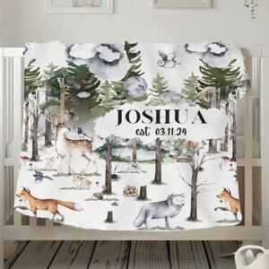 Personalized Baby Blanket: Woodland Animal Nursery Decor