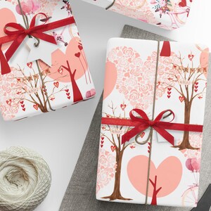 Valentines Wrapping Paper |Pink Red Hearts Gift Wrap |Cute Valentines Day Wrap |Flower Floral| Gift Wrap Girlfriend Wife| Pink Birthday Wrap