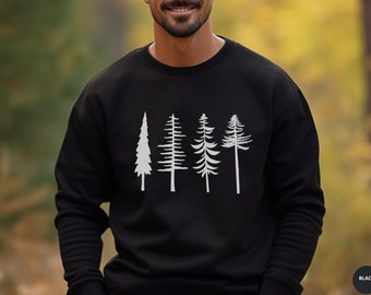 Camping Sweatshirt Personalized, Pine Tree Forest Graphic Crewneck, Outdoor Hiking Camping Pullover, Nature Lover Adventure Gift Hiker Gift