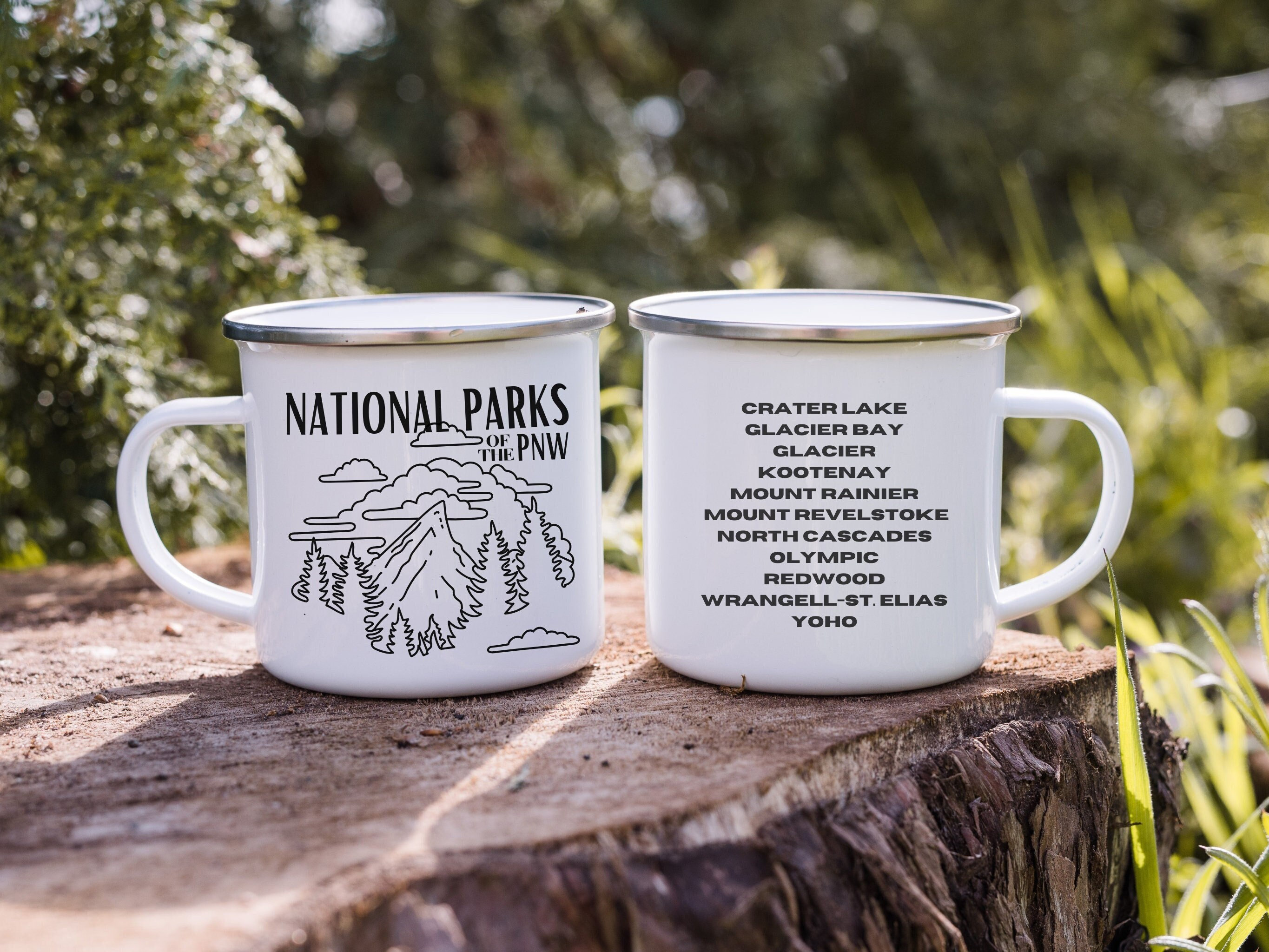 PNW National Parks Camp Mug, Enamel Camping Mug, Mountain Evergreen Forest,  Hiking Gift Outdoor Adventure Coffee Cup for Nature Lovers - Etsy