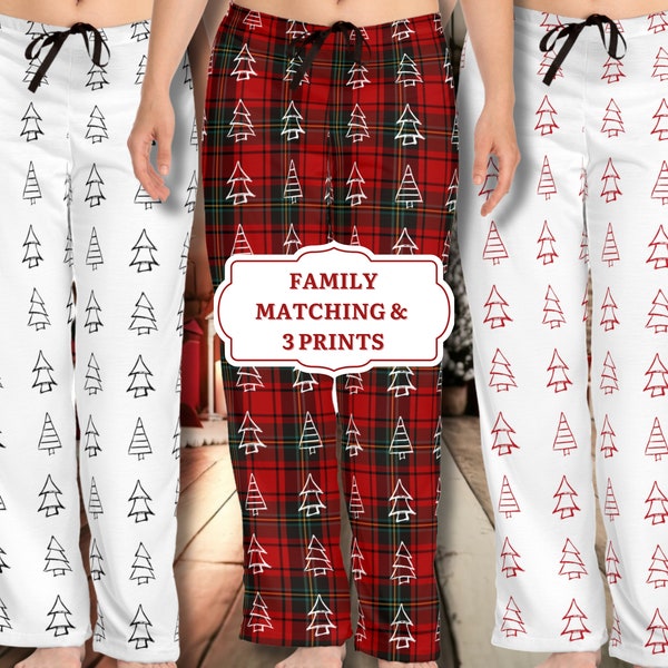 Family Christmas Pajama Pants |Matching Family Pajama| Family Pj Pants| Tartan Christmas Tree Sleepwear |Xmas Sleepwear |Holiday Pajama Pant