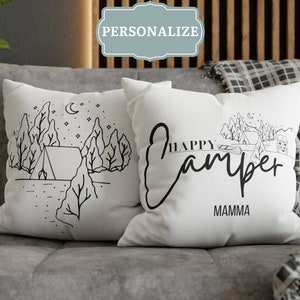 Camper Decor| Camping Pillow Personalized |Camping Lover Gift| RV Throw Pillow| Adventure Pillow| Mountain Pillow| Decorative Sofa Pillow