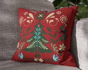 Weihnachtskissen, skandinavisch norwegisches schwedisches nordisches Volkskunst-Baum-Dekor, Feiertags-Kissen für Wohnzimmer, Schlafzimmer, Weihnachtshausgeschenk