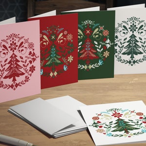 Lot de cartes de Noël 5| Art populaire scandinave | Art populaire norvégien| Carte de Noël norvégienne| Art populaire suédois |Carte nordique| Carte d'anniversaire