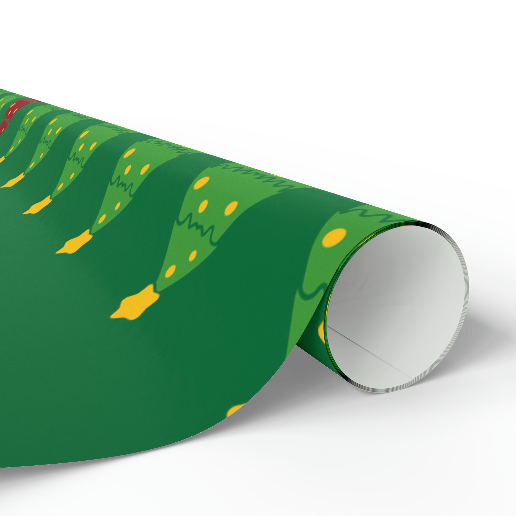 Rotolo di Carta da Regalo Kraft: Natalizia Riciclabile Verde Con Albero di Natale Stampato 43 cm x 15 m