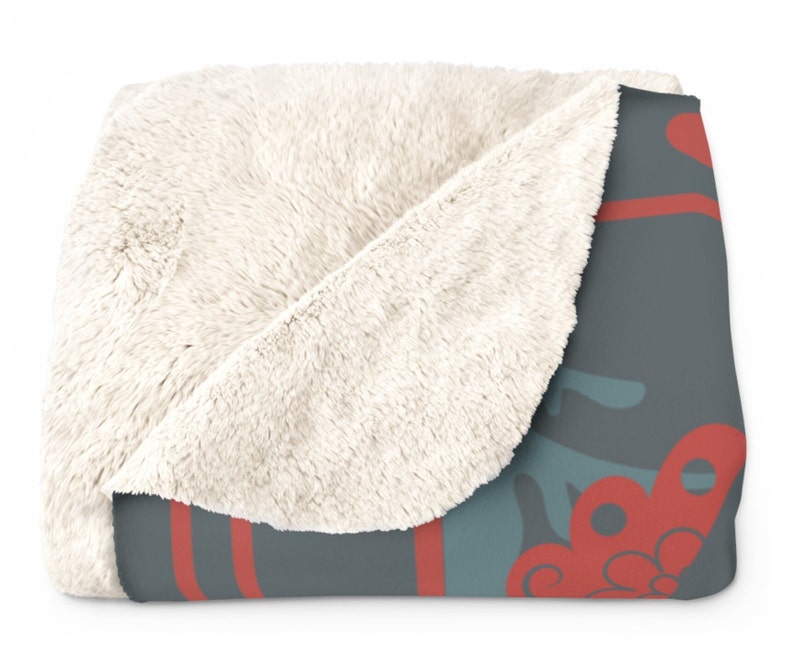 Scandinavian Woodland Folk Art Blanket, Tree & Forest Animals Design, Soft Fleece Nordic Throw for Sofa, Bed, Cabin Home Decor Gift Holiday image 3