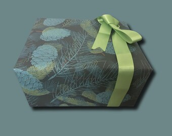 Geschenkpapier, immergrüne Wald Tannenholz Design, Weihnachten Wrap, Winter Geschenkpapier Rolle, Geburtstag, Urlaub Geschenk Verpackung