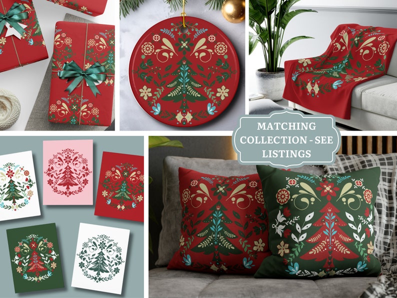 Scandinavian Christmas Blanket Norwegian Folk Art Throw Blanket