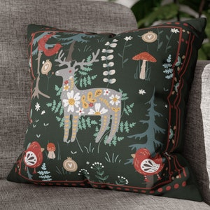 Folk Art Scandinavian Pillow| Woodland Animals| Swedish Norwegian Folk Art Pillow |Norwegian Christmas Pillow| Nordic Home Decorative Pillow