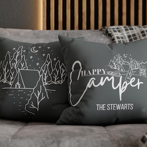 Camper Decor| Camping Pillow |Camp Lover Gift| Throw Pillow| RV Decor Accessories| Campfire Pillow| Mountain Pillow| Decorative Sofa Pillow