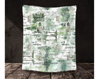 Evergreen Forest Blanket Cozy Woodland Fleece Throw with Pine Trees, Cabin Camping Blanket for Nature Lovers Home Decor Gift Sofa Bed RVs XL