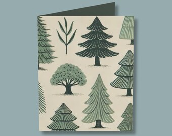 Evergreen Forest Greeting Card, Woodland Trees Card, Blank Nature Lover Card, Birthday Holiday Thank You Note, Any Occasion Notecard Gift