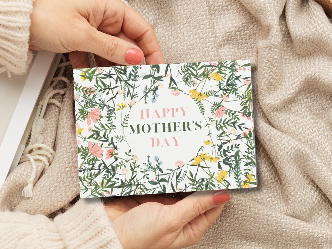 Mother’s Day Card, Watercolor Wildflower Card for Mom, Botanical Floral ...