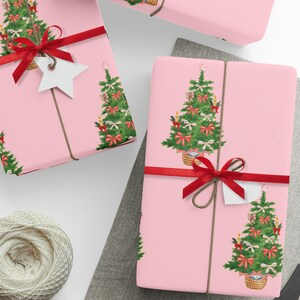 Pink Christmas Tree Wrapping Paper | Vintage Christmas Wrap| Holiday Wrapping |Glam Christmas Wrap |Holiday Gift Wrap| Winter Birthday Wrap