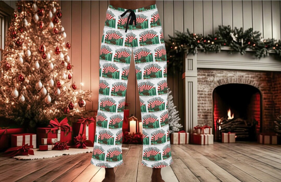 Men's Christmas Pajama Pant Yellowstone National Park Etsy