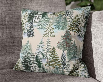 Christmas Pillow, Winter Woodland Farmhouse Decor, Holiday Throw Pillow, Vintage Rustic Christmas Home Accent, Cozy Cushion, Seasonal Decors
