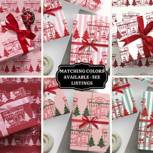 Christmas Wrapping Paper, Pink Christmas Vintage Paris Patisserie Design, Holiday Gift Wrap Roll for Presents, Festive Xmas Wrapping Paper image 8