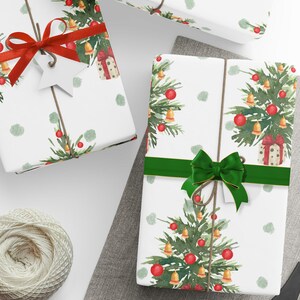 Christmas Wrapping Paper| Polka Dot Christmas Tree Wrap| Holiday Gift Wrap Roll| Winter Birthday Wrap| Glam Chic Wrap| Woodland Christmas
