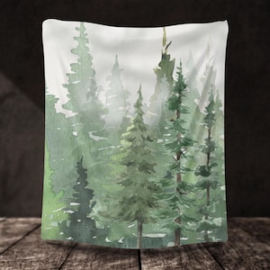 Forest Blanket| Forest Decor| Evergreen Woodland Pine Fir Tree Throw Blanket |Nature Home Living Room Decor| Camping Cabin RV Camper Blanket
