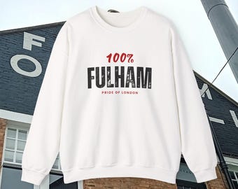 Fulham Sweatshirt, Cottagers 100%, White Football Fan Sweater Jumper