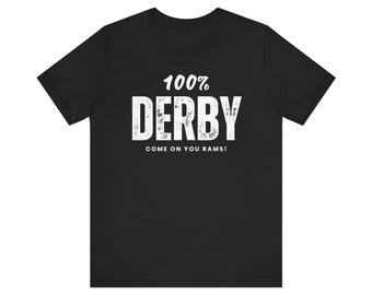 Derby County Rams T-Shirt, Come On You Rams Chant, Black Cotton Tee