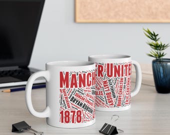 Manchester United Mug, Historical Man Utd Cup, Red Devils Ceramic Tea Coffee Mug